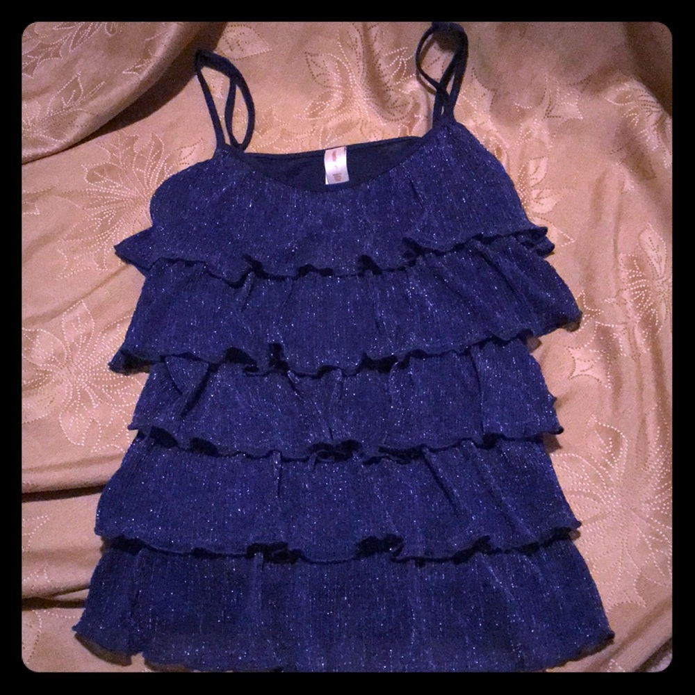 Glittery layered blue dressy tank top